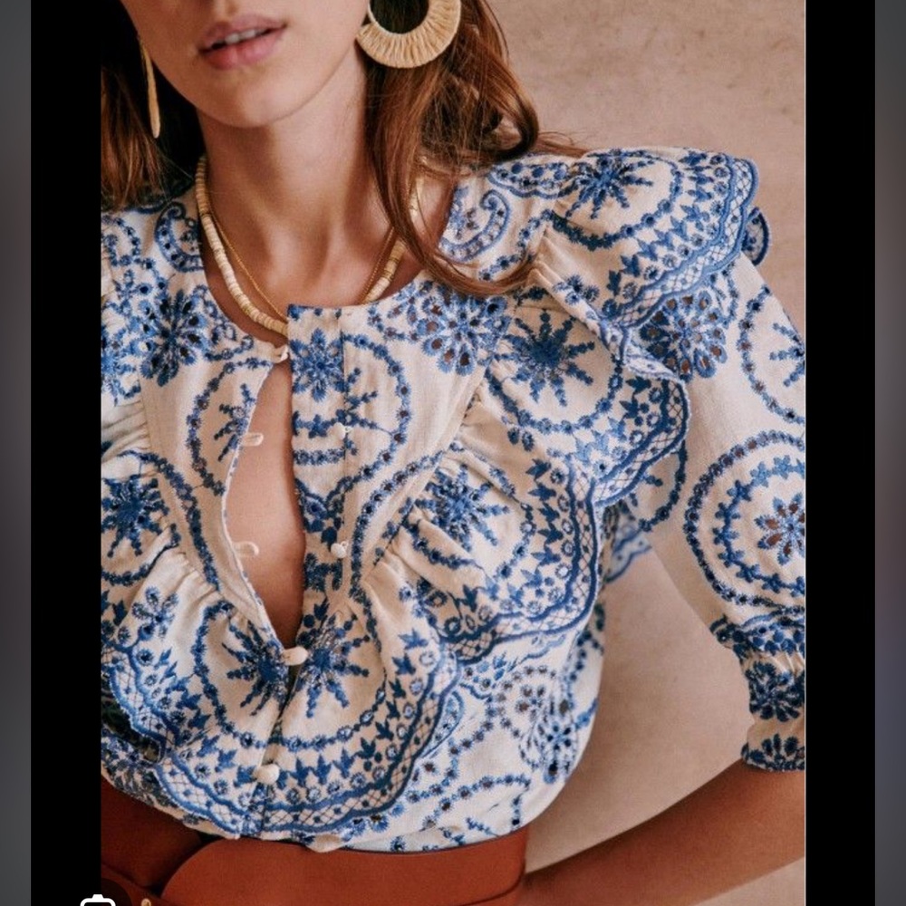 Sézane eyelet blouse FR 36